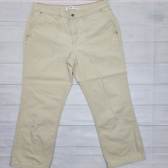 ❤️💙TOMMY HILFIGER💙❤️ Khaki Ankle Length Cropped Pants Size 10 Business Casual - Picture 1 of 9